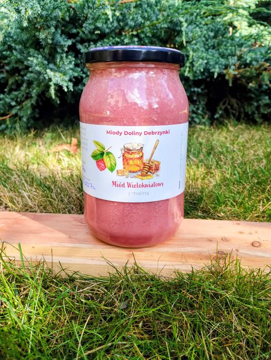 Miód Wielokwiatowy z maliną Miód malinowy kremowany Polski