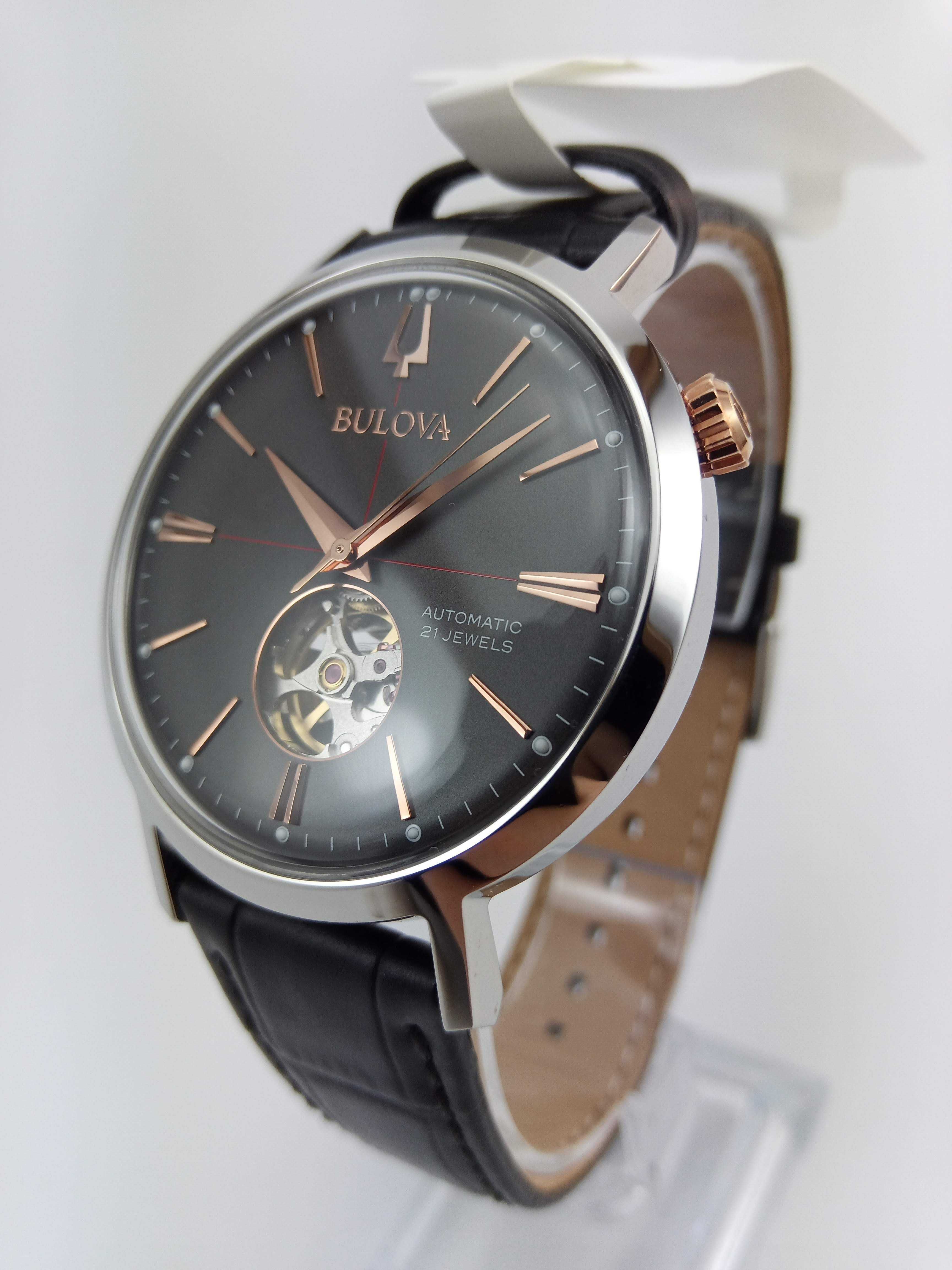 Мужские часы Bulova 98A187 - механика, автоподзавод, открытый механизм