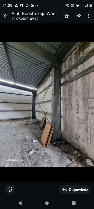 Konstrukcja hali 18x30x4.70 m