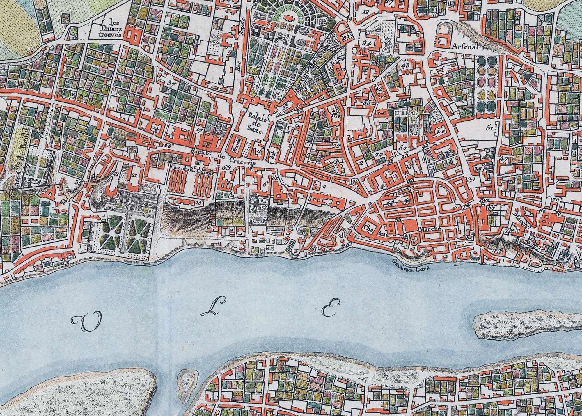 Stara przepiękna Mapa Plan Warszawy - Zannoni - 1772 - 140x100
