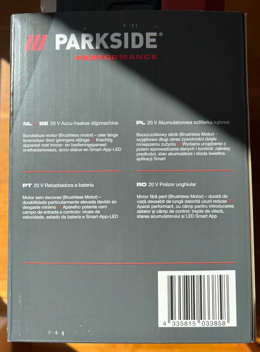 Aku szlifierka kątowa 20v Parkside PERFORMANCE PWSAP F6 5lat gw 2025r.