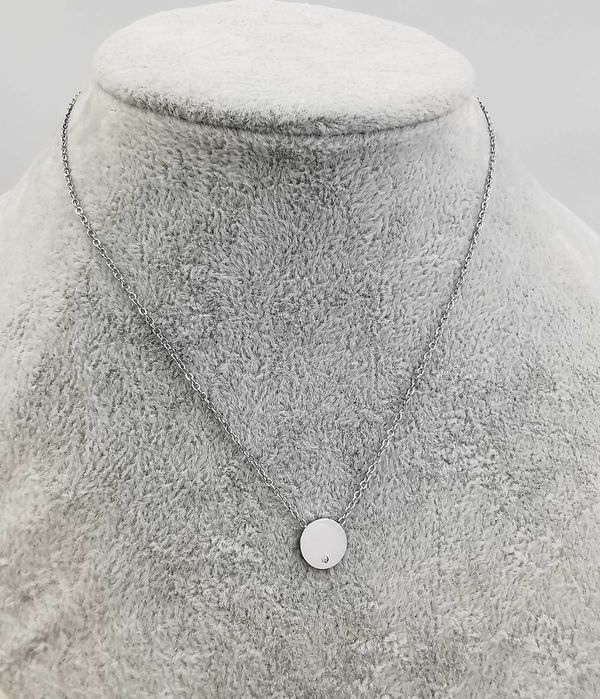 Celebrytka srebrna stal chirurgiczna blaszka z cyrkonią