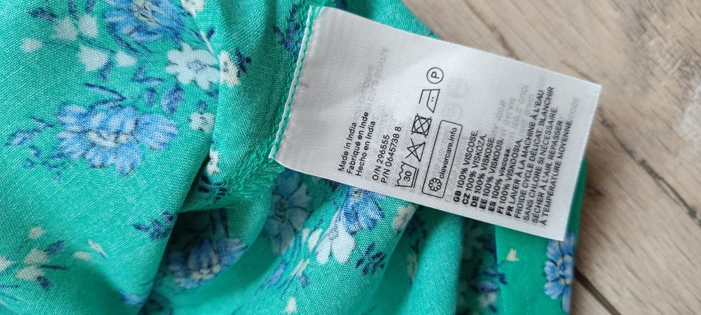 Wiosenna zielona sukienka z wiskozy 100% roz. S H&M Wiosna 2025 floral