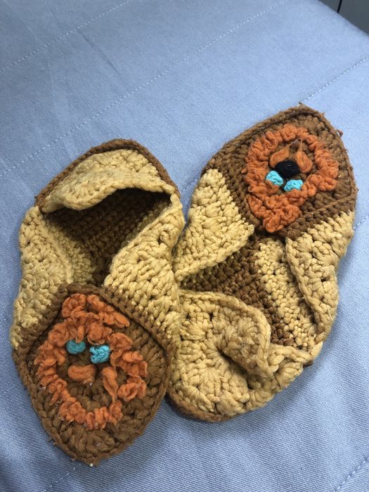 Kapcie robione na drutach