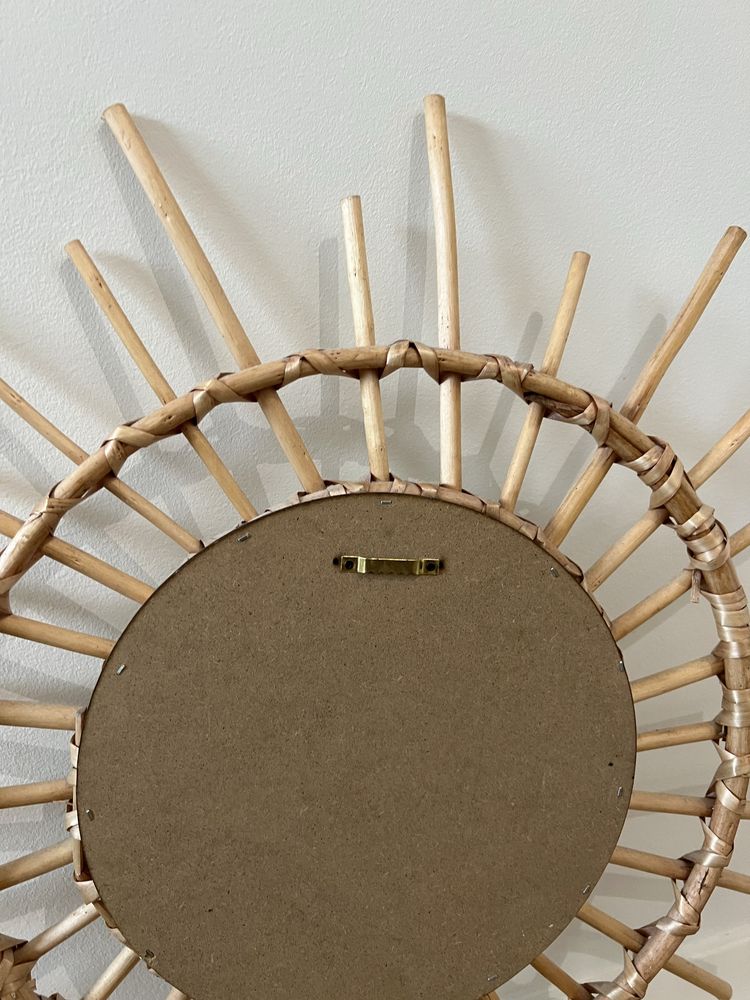 Lustro lusterko boho słońce bambus rustykalne beżowe dekoracja ścienna