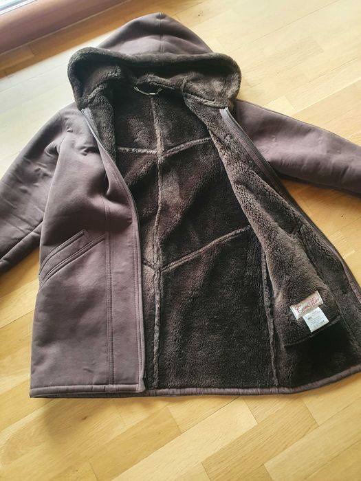 kożuch damski z kapturem 36