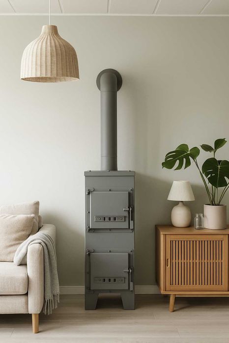 Piec wolnostojący EKON kominek  stalowy koza ŁOPATKA + BLACHA GRATIS