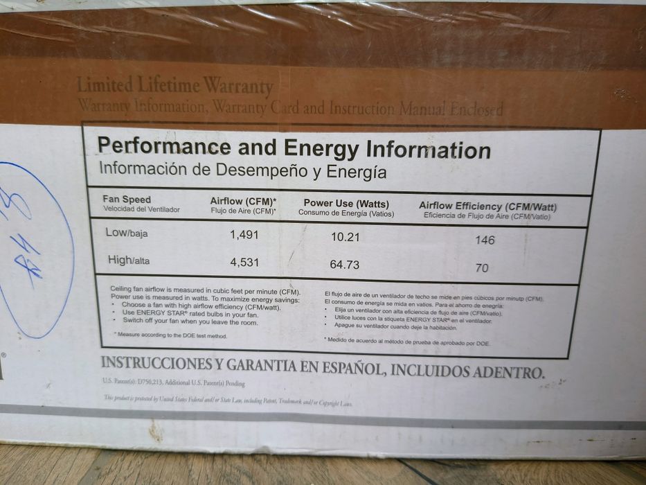 Стельовий вентилятор з лед лампою minka-aire f844