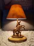 Złota LAMPKA TIFFANY koń mosiężna nocna retro vintage figurka z koniem