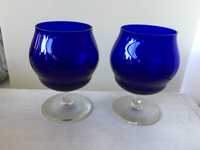 2 copos/calices muito antigos de vidro azul