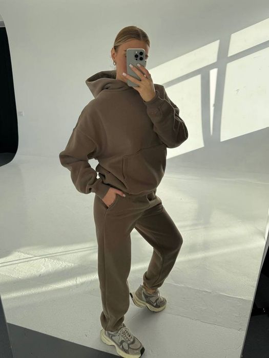 Спортивний костюм на флісі жіночий Мокко Шоколад S,M,L на зиму