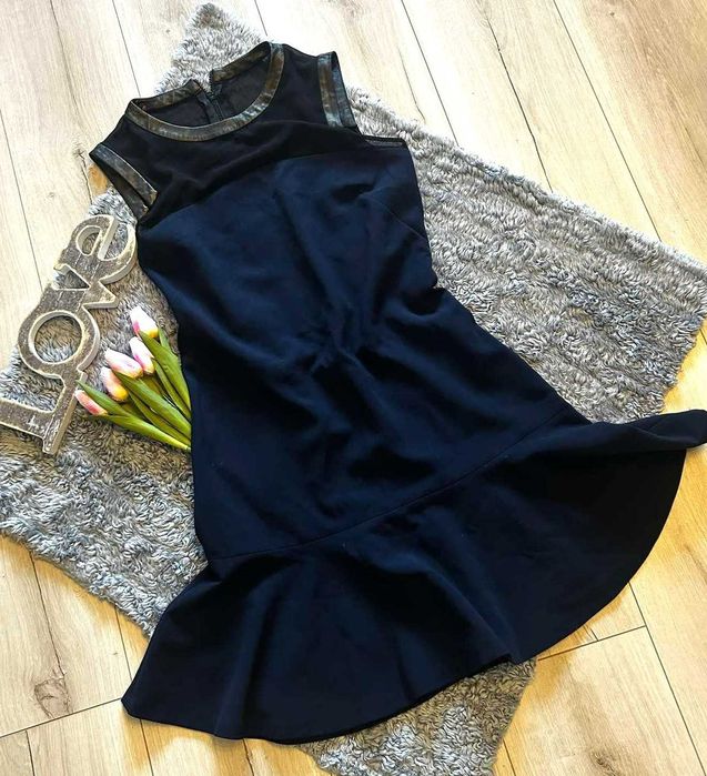 Sandro Paris oryginalna granatowa sukienka mini koktajlowa  r. XS