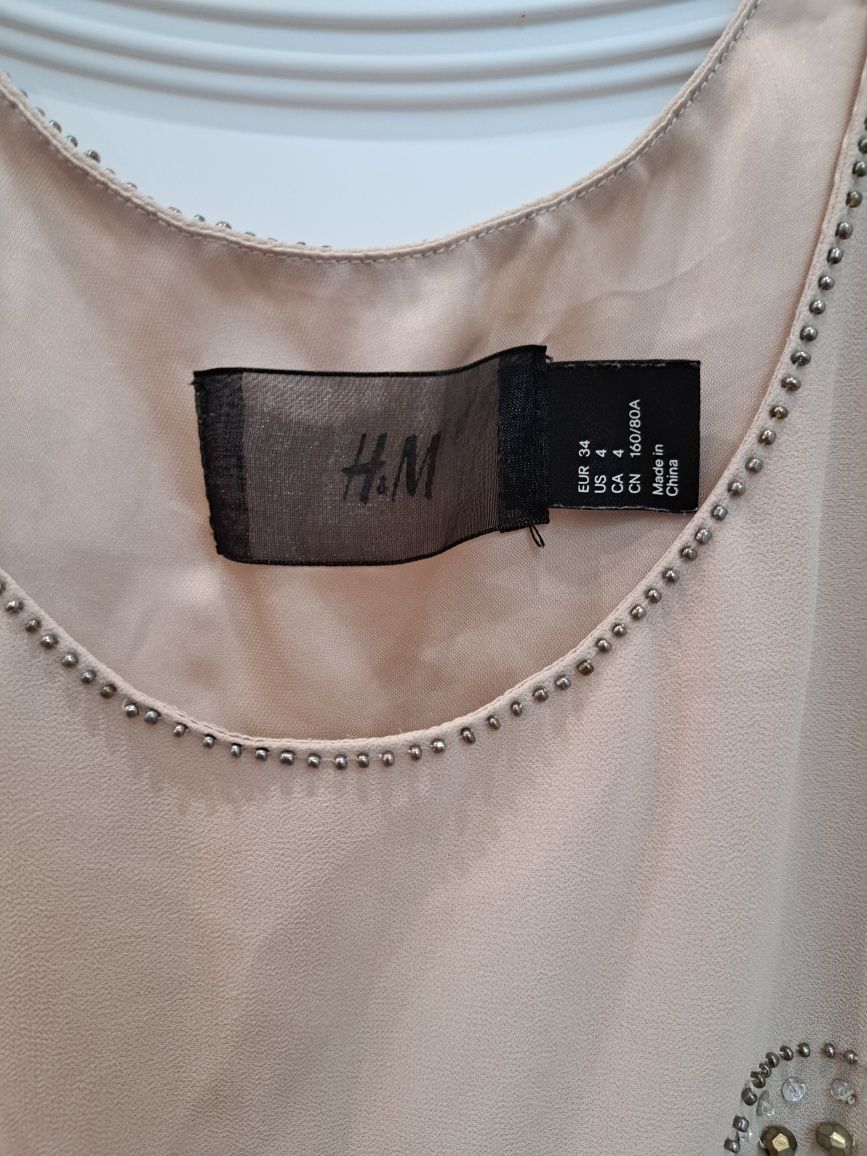 Top krótki bluzka koraliki h&m 34