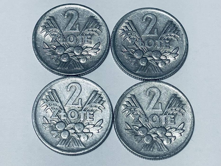 Zestaw 4 monet 2 złote 1974 Jagody PRL kolekcja moneta