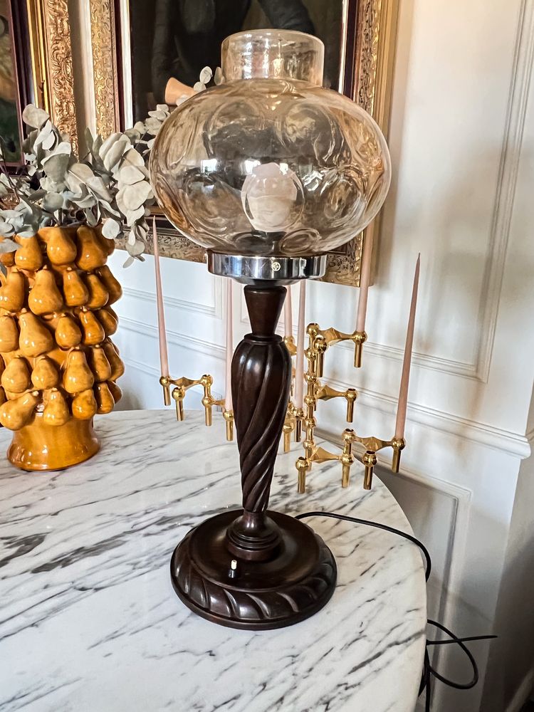Bardzo duża drewniana lampa art Deco oryginalna 1930