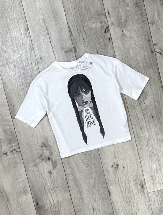 H&M Wednesday футболка S-M белая с принтом новая Уэнсдей