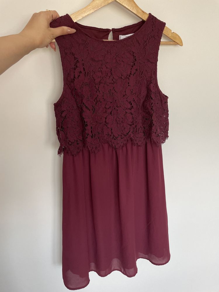 Bordowa sukienka Mango • Koktajlowa, elegancka • S