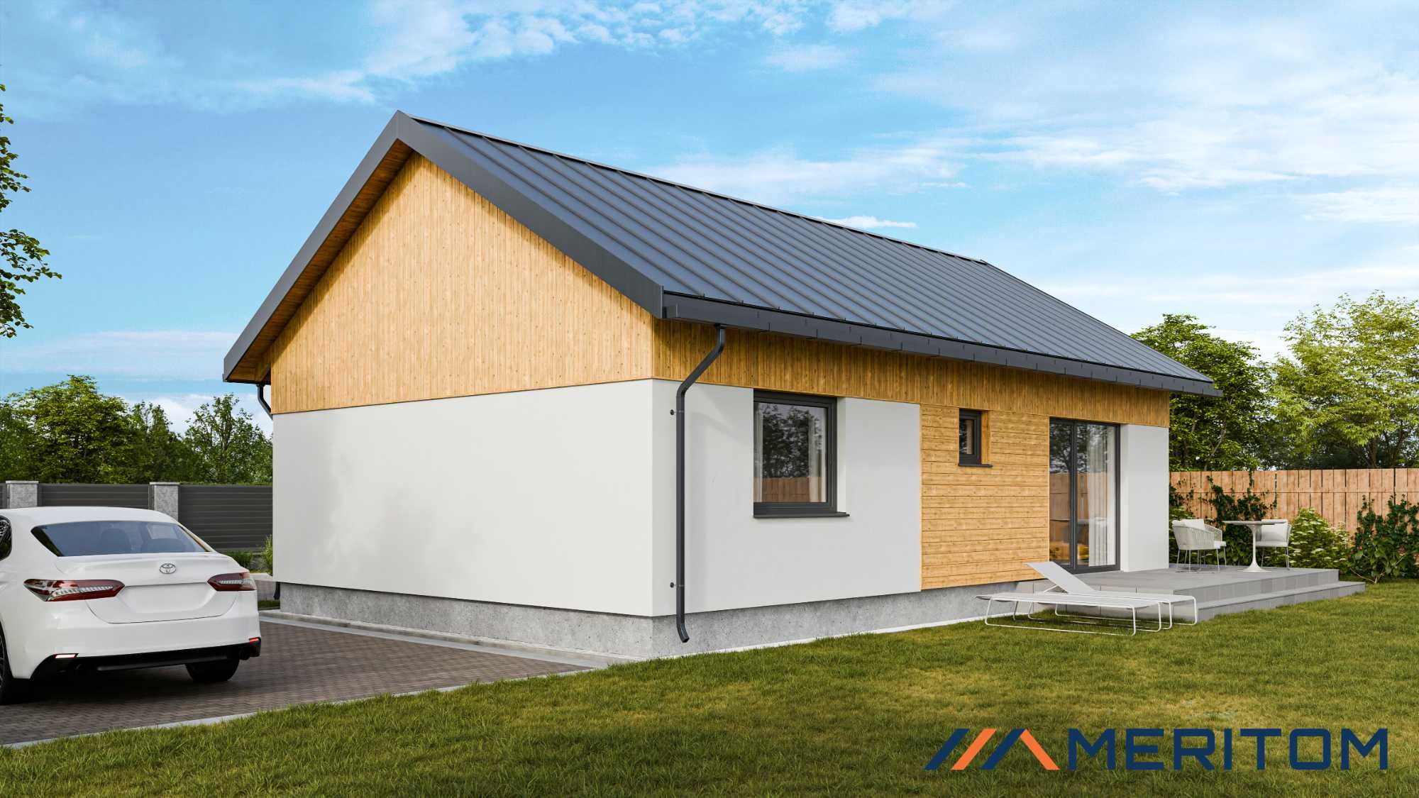 Dom PARTERO P3 mieszkalny całoroczny szkieletowy taras drewno 81,93m2