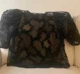 Top Preto Tule Manga Comprida