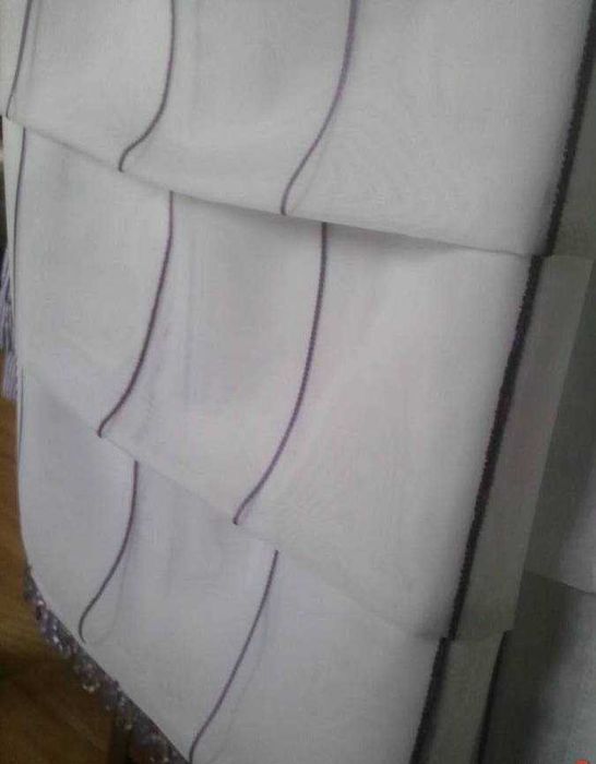 Woal krem roleta rzymska atrapa 150x115 firana firanka prążki fiolet