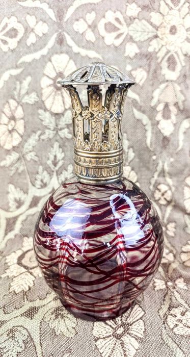 Lampa zapachowa antyczna szkło i mosiądz XIX w.