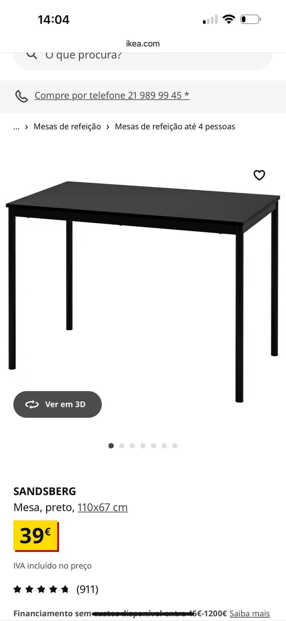 Mesa Ikea cor preta 110x67 com duas cadeiras e almofadas incluídas