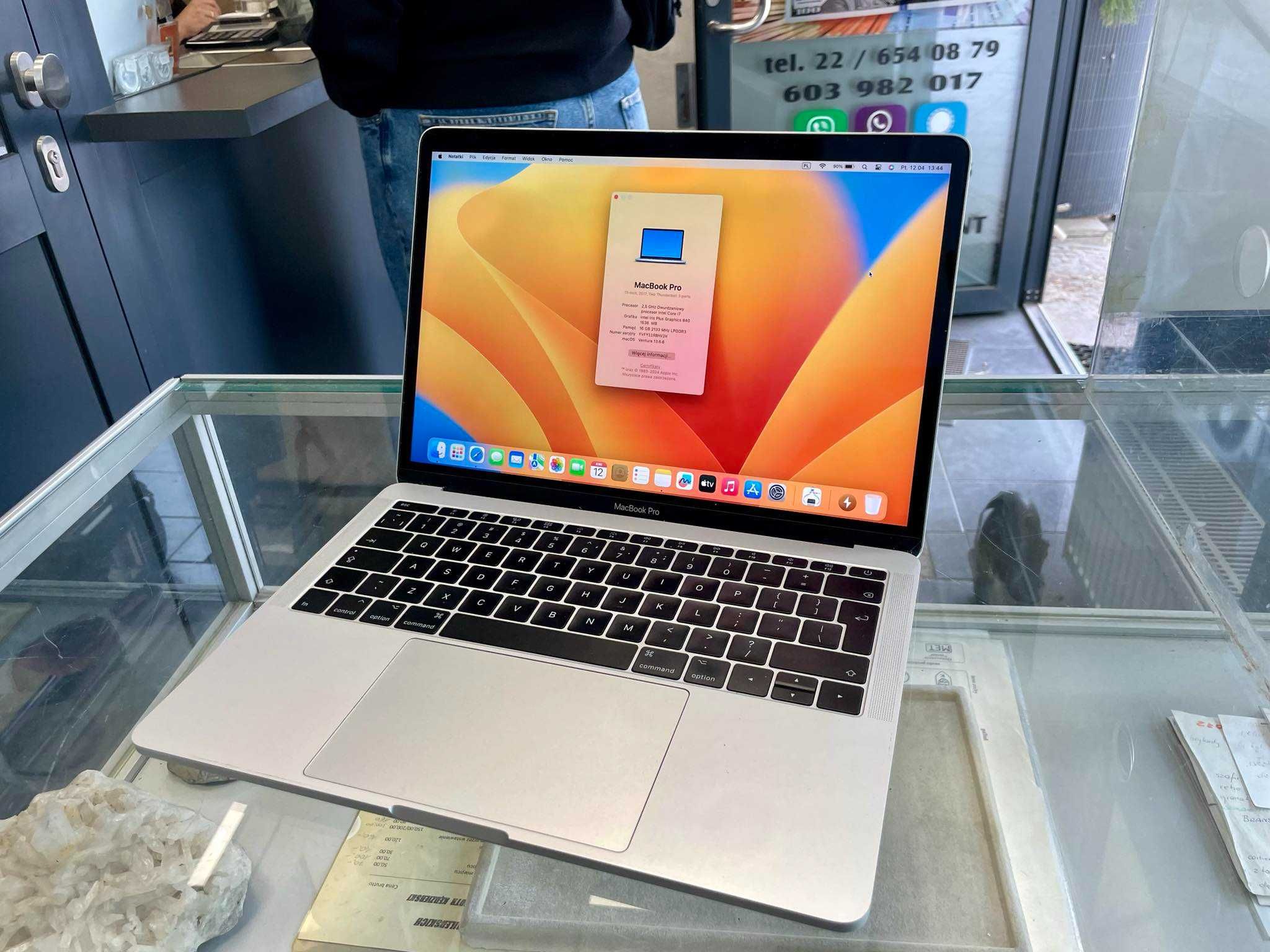 MacBook Pro A1708 i7 2x4,0/16GB/512GB/ Iris Plus 640 NOWA BATERIA 100%