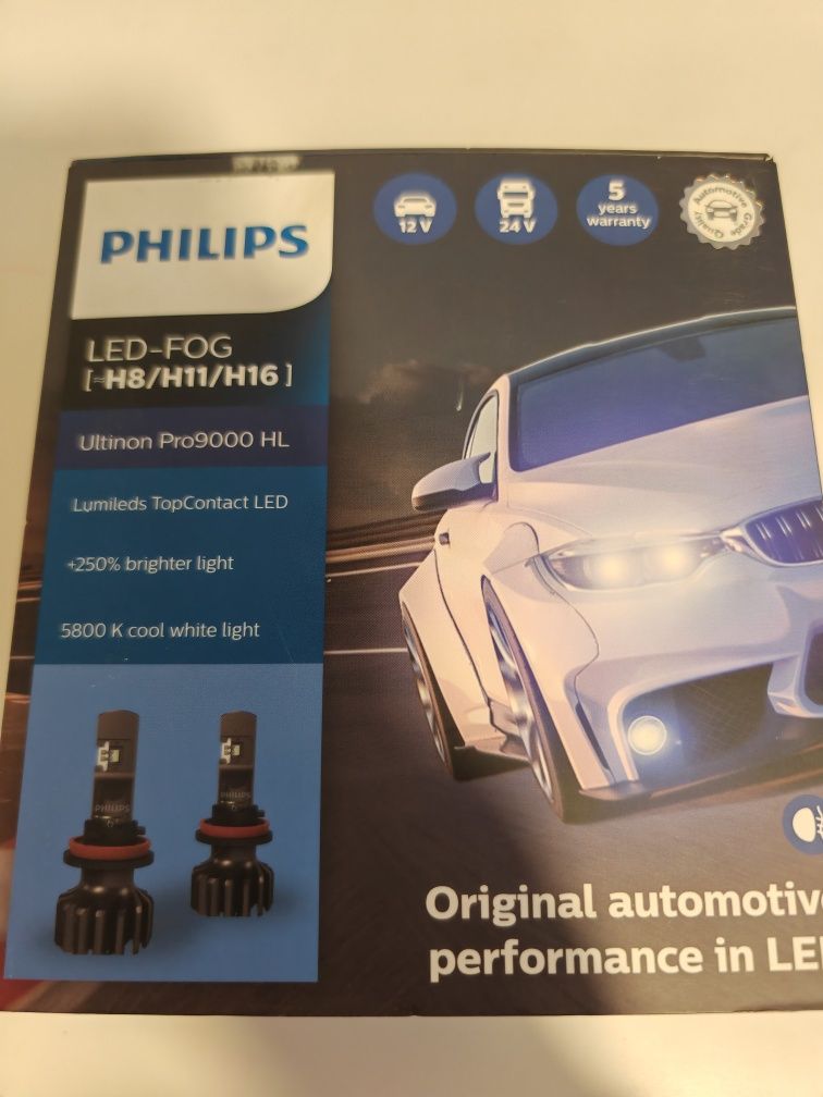 Led Лампи Philips Ultinon Pro9000 (Цоколь, H3 та H8/H11/H16) )