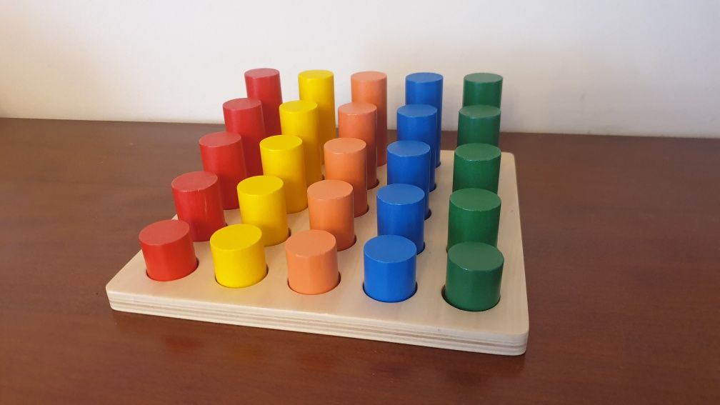 Montessori zabawka edukacyjna drewniana sorter kolorowy