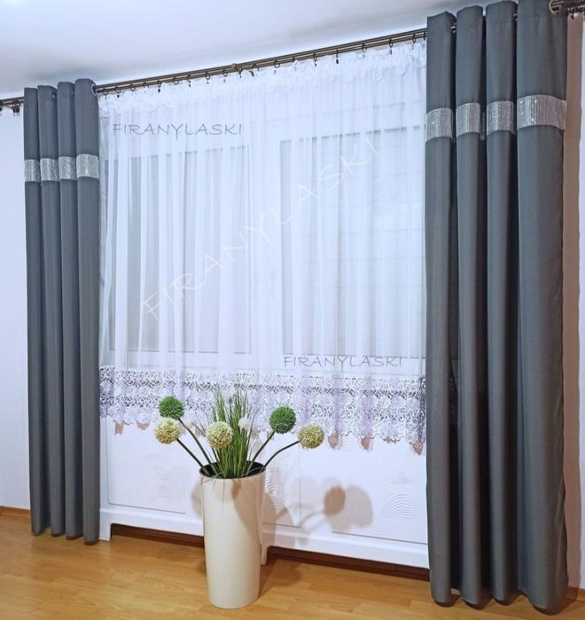 Zasłony 145x250 Firany Gotowe cyrkonie