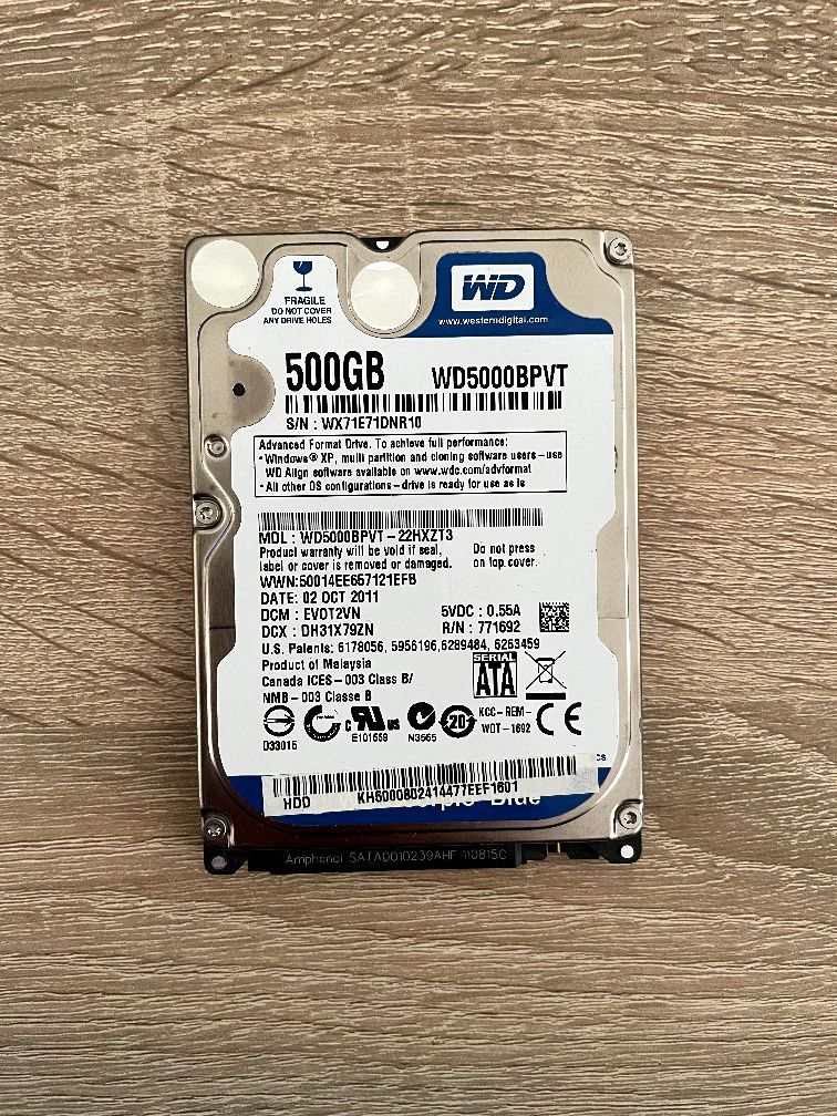 Жесткий диск 2.5 SATA 500GB WD Blue (WD5000BPVT)