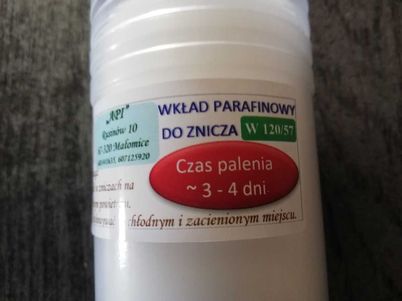 Wkłady parafinowe do zniczy 120/57 od producenta, 3-4 dni, 24 sztuki