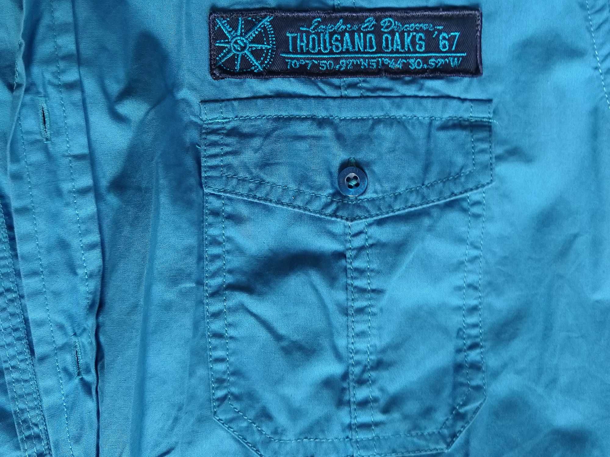 Niebieska koszula z krótkimi rękawami XL 43-44