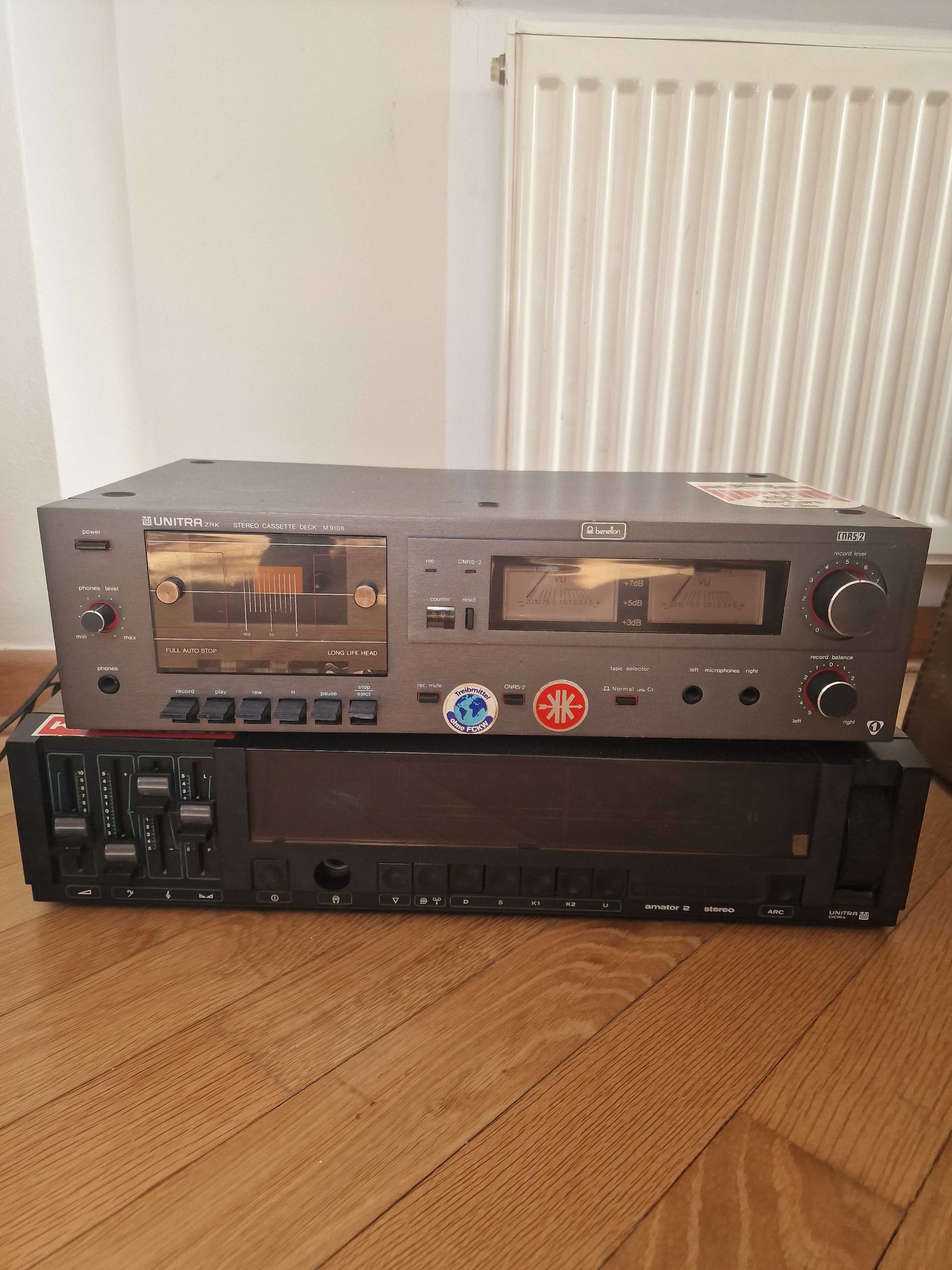 Unitra zestaw kolumny Tonsil, kaseciak Zrk M9108, radio Diora amator 2