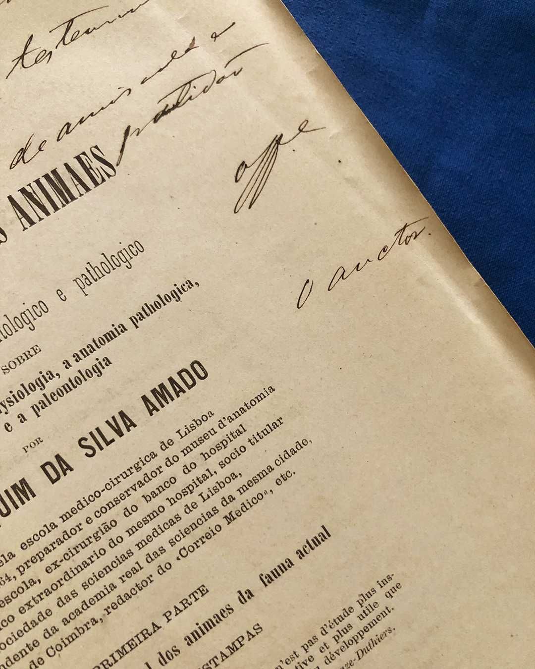 Silva Amado As FORMAÇÕES e TRANSFORMAÇÕES dos ANIMAES, 1872, assinado