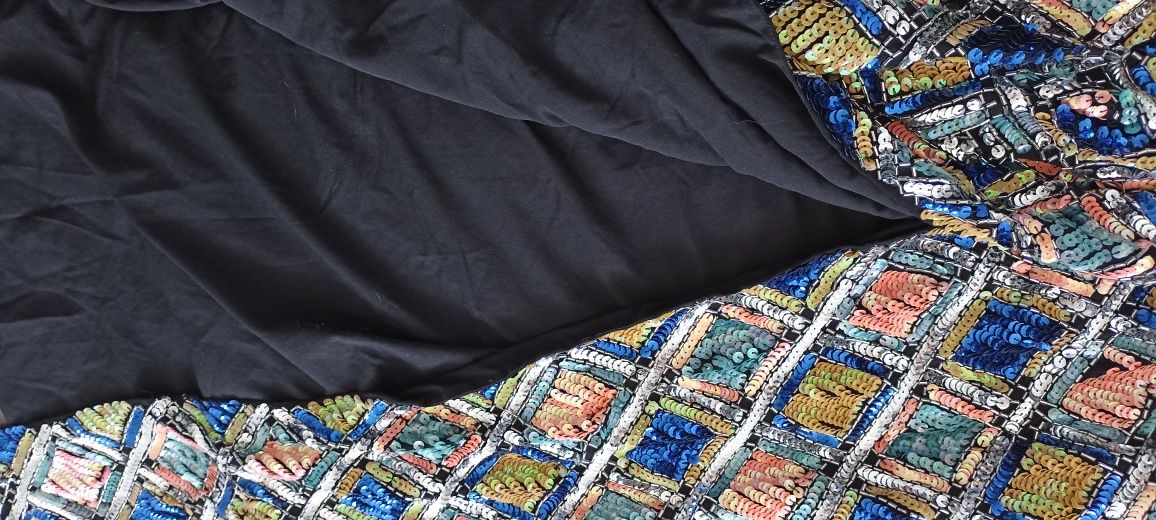 Sukienka midi kimono cekinowa z paskiem w talii nowa z metką S/M