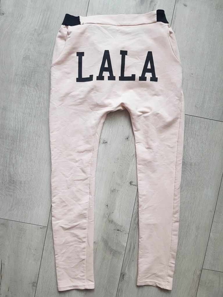 Spodnie dresowe LALA pudrowy róż*M/L