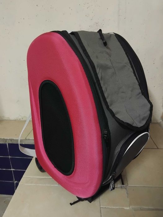 Transportadora/trolley multifunções para cão/gato ibiyaya nova