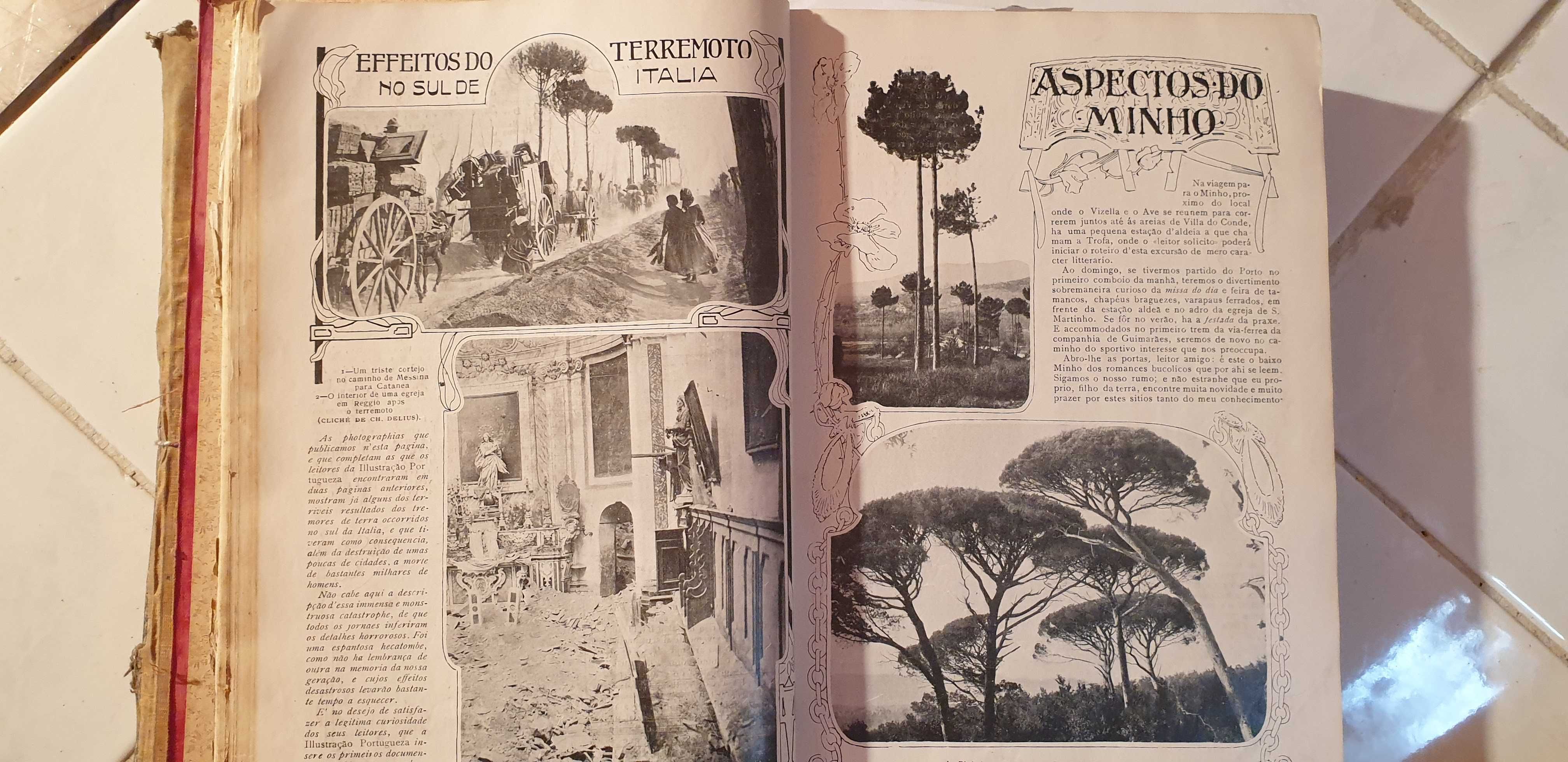 Ilustração Portuguesa. Revistas encadernadas de 1908 e 1909.