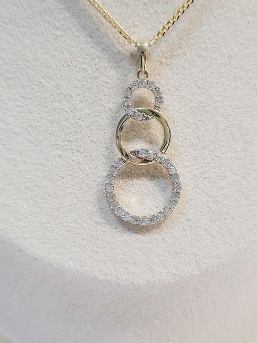 Złota zawieszka  kółeczka  z cyrkoniami    nowy  próba 585