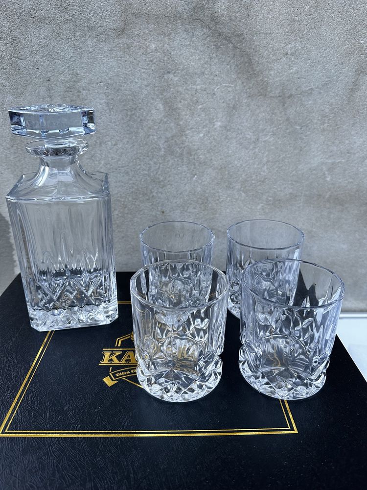 Nowy KANARS zestaw karafka, szklanki do whisky, 750 ml, kryształowa!