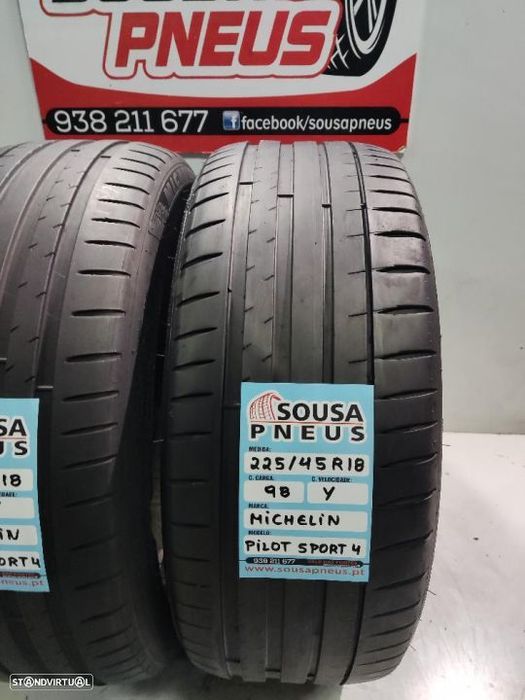 2 pneus semi novos 225-45r18 michelin - oferta dos portes 120 EUROS