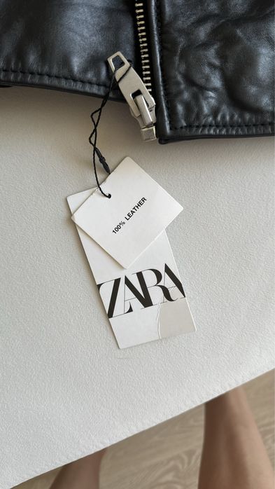 Натуральна шкіряна куртка ZARA чоловіча