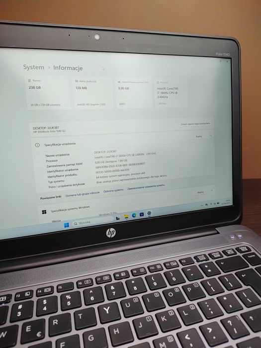LAPTOP PREMIUM | EliteBook Folio 1040 G2 | i7 | 8GB | 256SSD | Win11