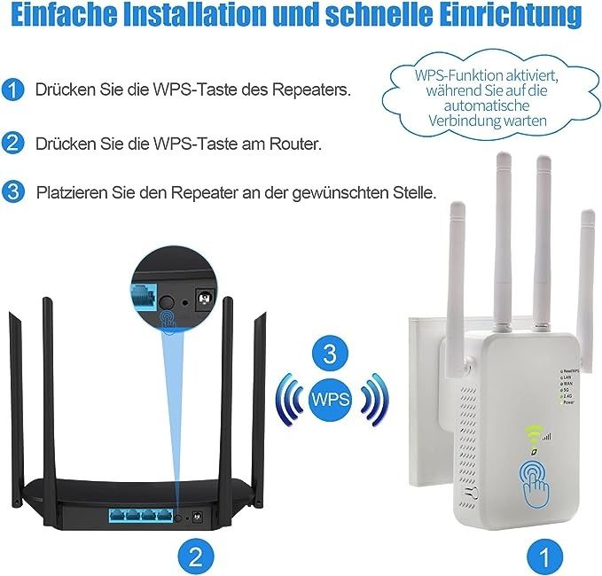 1200 Mbps wzmacniacz Wi-Fi Dual Band 5 GHz/2,4 GHz, wzmacniacz sygnału