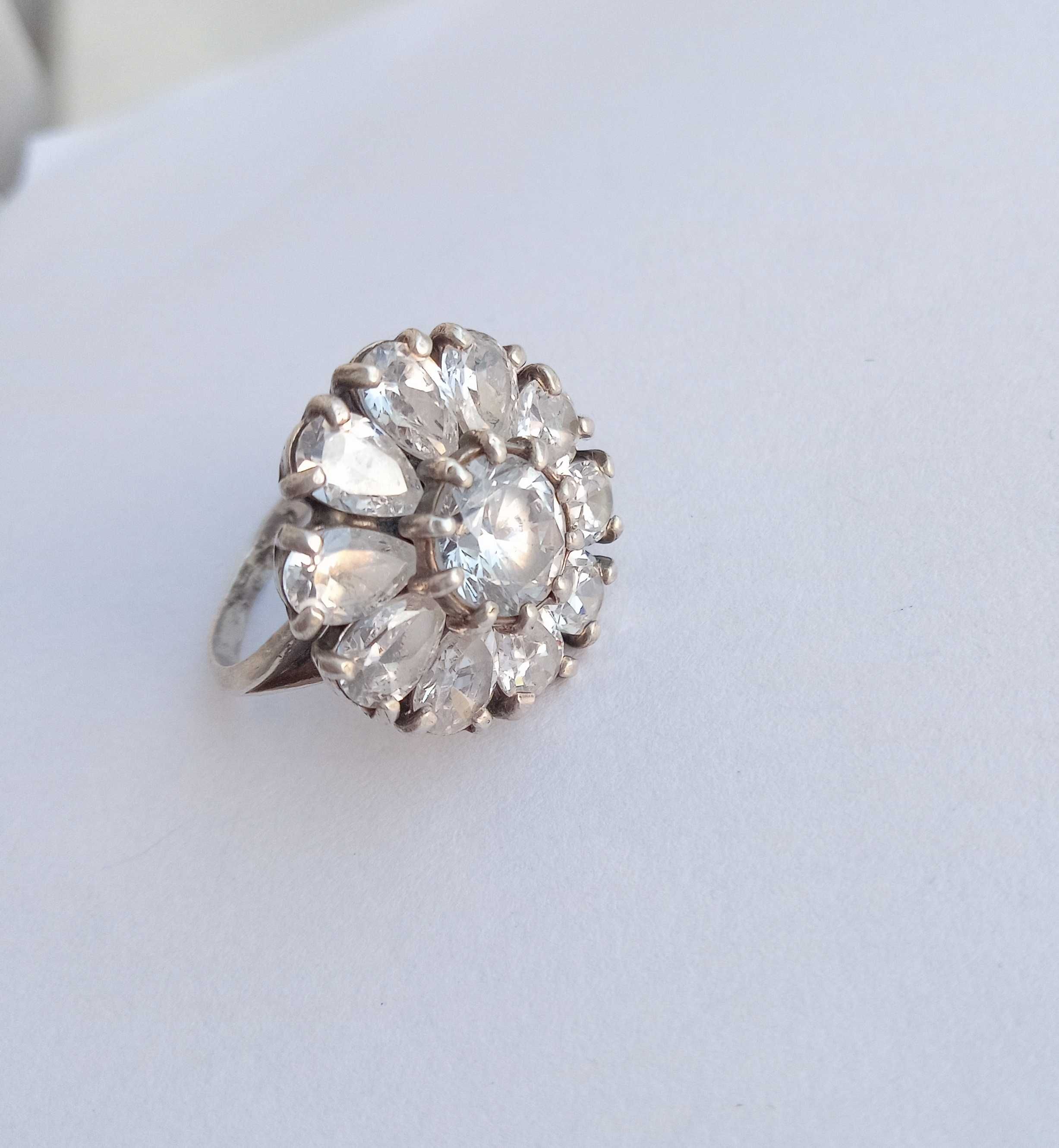 Кольцо перстень з камнями Срібло 925 проба Розмір 16,5 вінтаж