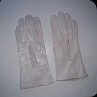 Rękawiczki skórzane damskie ze wzorkiem