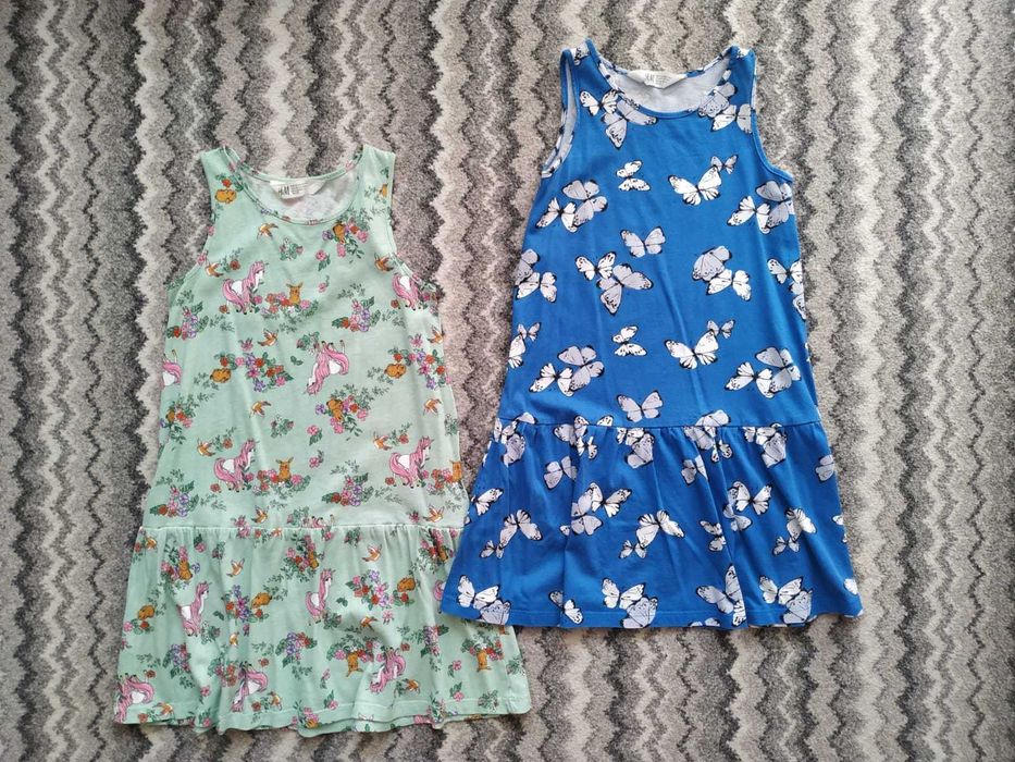 Sukienka letnia bez rękawków, H&M, zestaw 2 szt., roz. 122/128