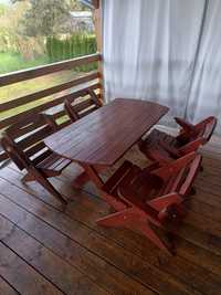 Meble tarasowe, ogrodowe  z drewna stół i 4 krzesła