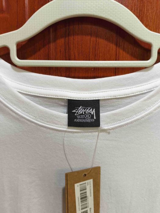 Stussy Męska Biała Koszulka z Nadrukiem Rozmiar XL